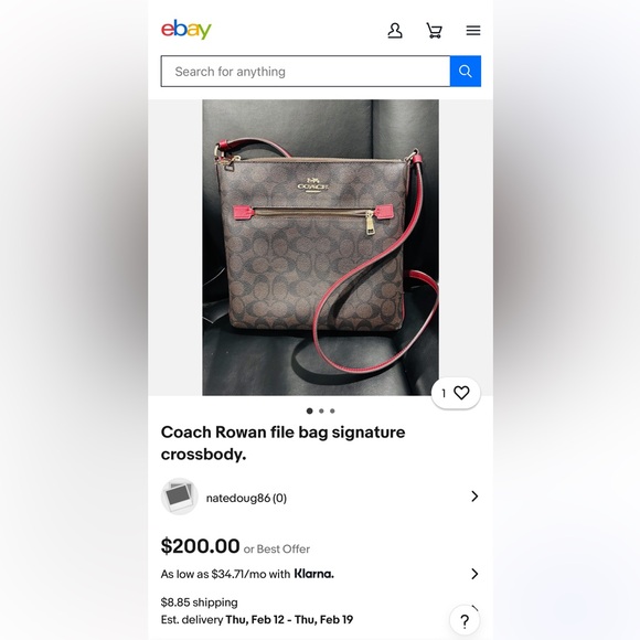 🌼 COACH 🌺 Rowan File Bag Signature Brown and Red Crossbody leather strap - Picture 13 of 16